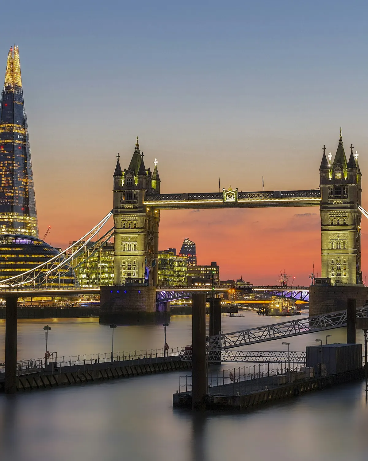 Tower Bridge and the Shard at dusk